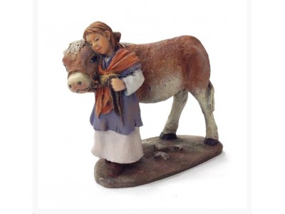 Mädchen mit Kalb